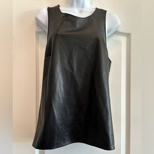 Amanda Uprichard black faux leather sleeveless top